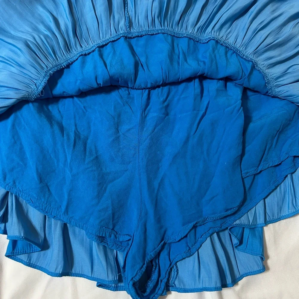 Mustard Seed Blue Bubble Mini Skirt Ruffled Resort Wear - Picture 2 of 4